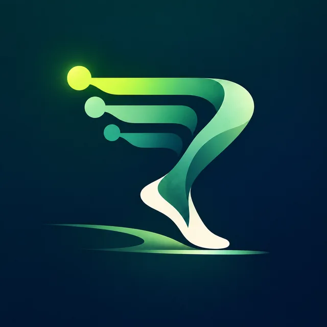 Motion Relay watch artwork with a foot and three telemetry streams